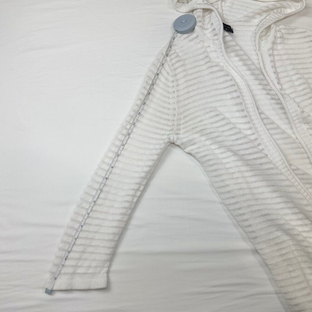 Eddie Bauer Ivory Hooded Open Front Cardigan Women’s Medium Lightweight Knit - Picture 11 of 13